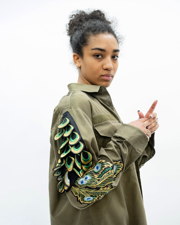 Ragyard Evergreen - Khaki Peacock Patch Military Shirt