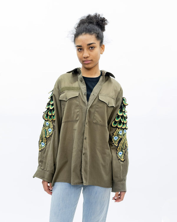 Ragyard Evergreen - Khaki Peacock Patch Military Shirt