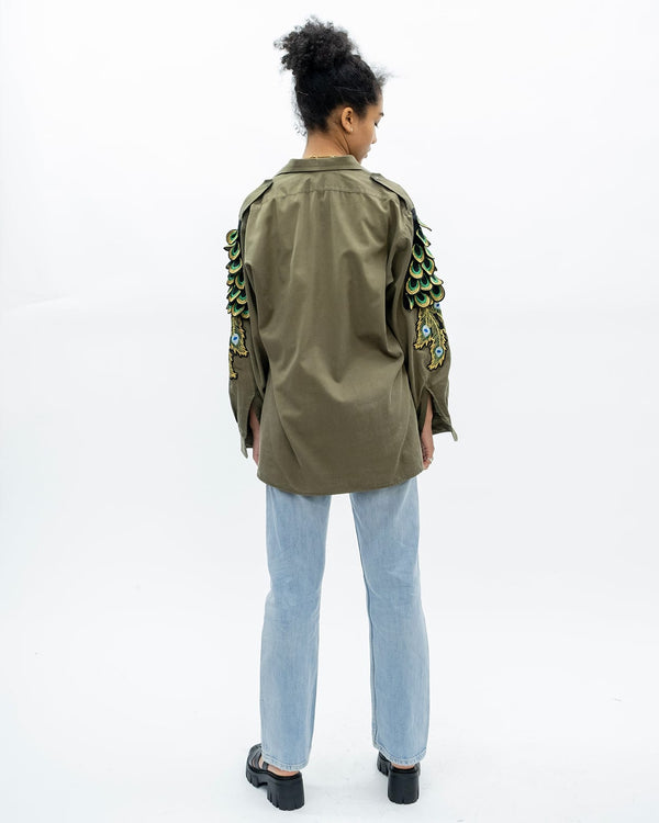 Ragyard Evergreen - Khaki Peacock Patch Military Shirt
