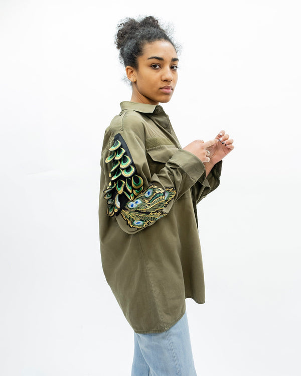 ragyard Evergreen - Khaki Peacock Patch Military Shirt