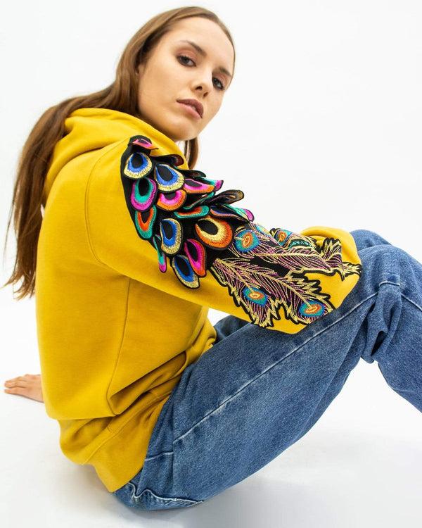 Ragyard Evergreen - Ochre Psychedelic Peacock Patch Hoodie