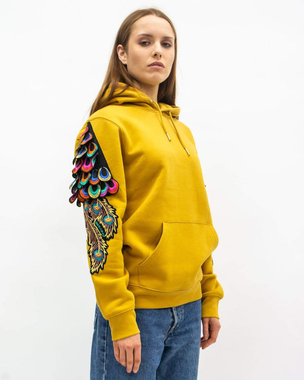 Ragyard Evergreen - Ochre Psychedelic Peacock Patch Hoodie
