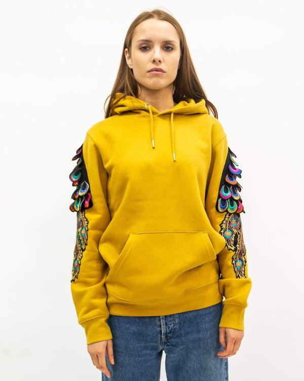 ragyard Evergreen - Ochre Psychedelic Peacock Patch Hoodie ragyard Evergreen - Ochre Psychedelic Peacock Patch Hoodie