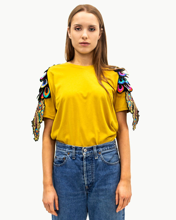 Ragyard Evergreen - Ochre Psychedelic Peacock Patch T-Shirt