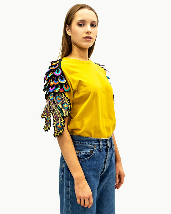 ragyard Evergreen - Ochre Psychedelic Peacock Patch T-Shirt