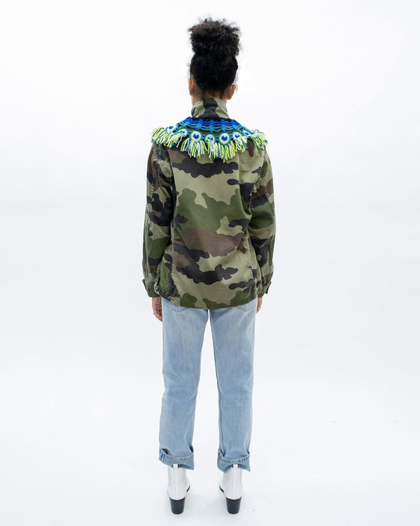 Ragyard Military Jacket With Peacock Macrame Collar