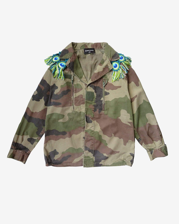 Ragyard Military Jacket With Peacock Macrame Collar