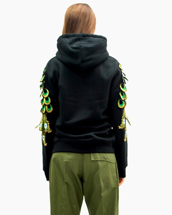 Ragyard Evergreen - Black Peacock Patch Hoodie