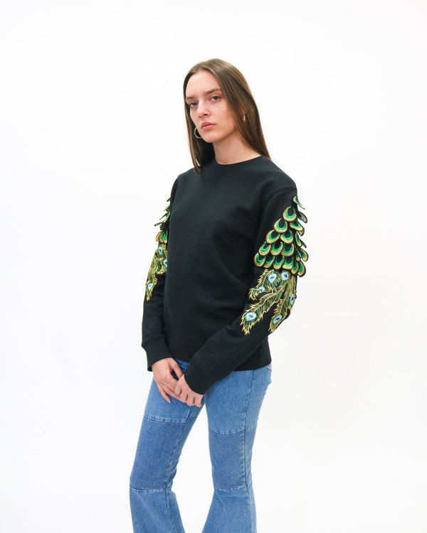 Ragyard Evergreen - Black Peacock Patch Sweatshirt