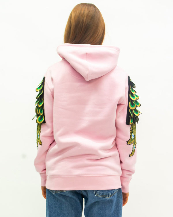Ragyard Evergreen - Cotton Pink Peacock Patch Hoodie