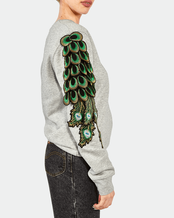 Ragyard Evergreen - Grey Peacock Patch Sweatshirt