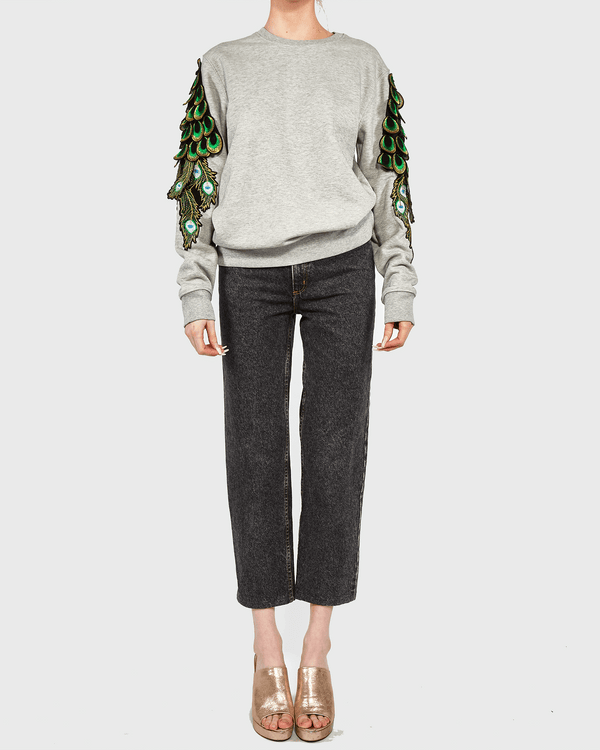 ragyard Evergreen - Grey Peacock Patch Sweatshirt