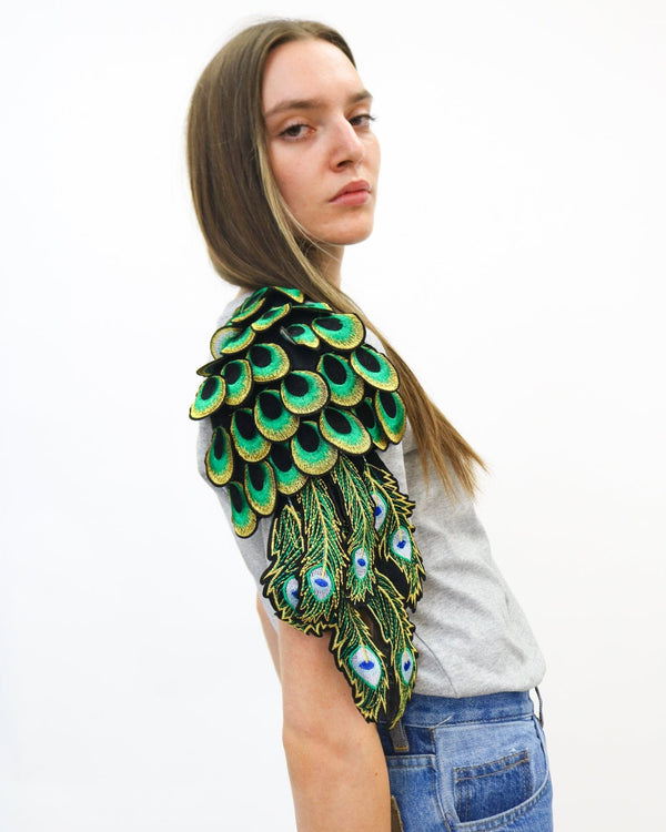 ragyard Evergreen - Grey Peacock Patch T-Shirt