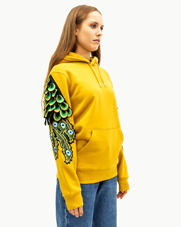 ragyard Evergreen - Ochre Peacock Patch Hoodie ragyard Evergreen - Ochre Peacock Patch Hoodie