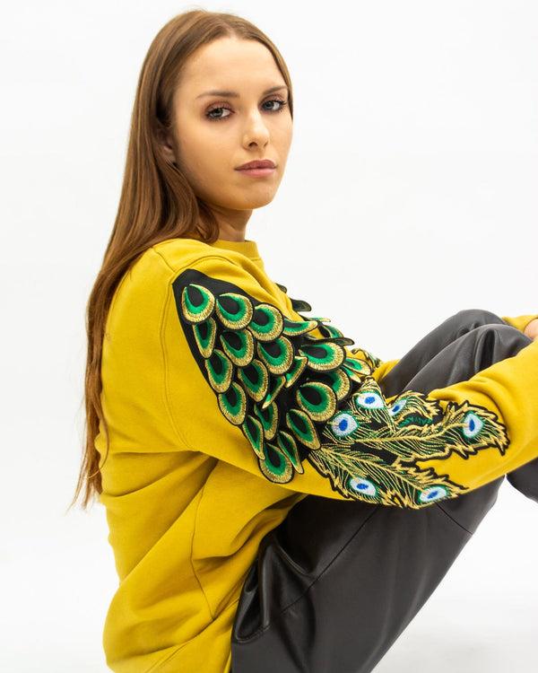 Ragyard Evergreen - Ochre Peacock Patch Sweatshirt