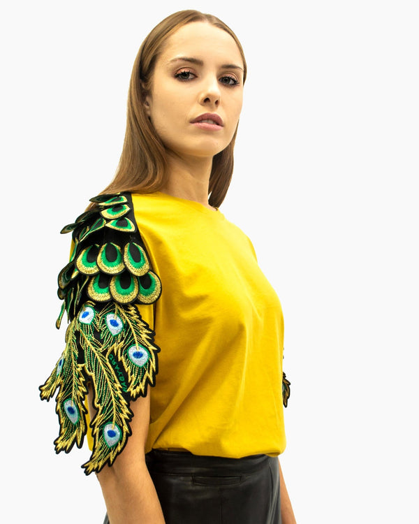 Ragyard Evergreen - Ochre Peacock Patch T-Shirt