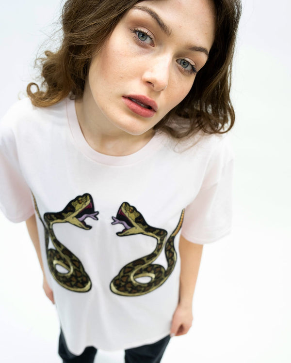 Ragyard Snake T-Shirt In Light Pink