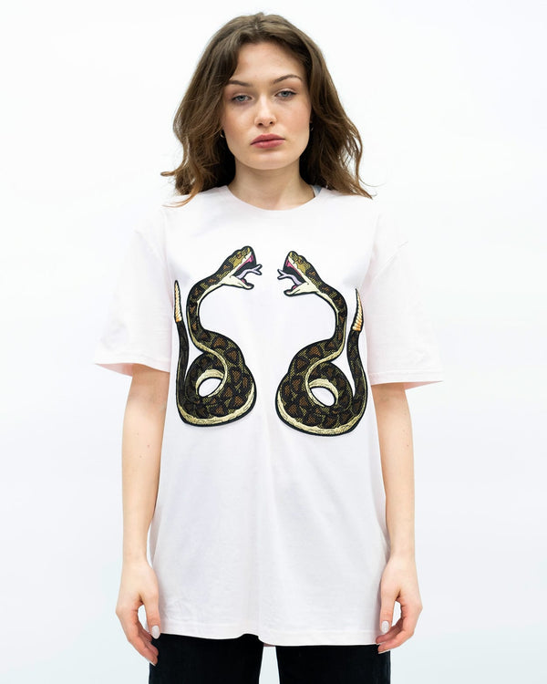 ragyard Snake T-Shirt in Light Pink
