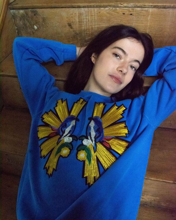 ragyard Sunburst Birds Blue Sweatshirt