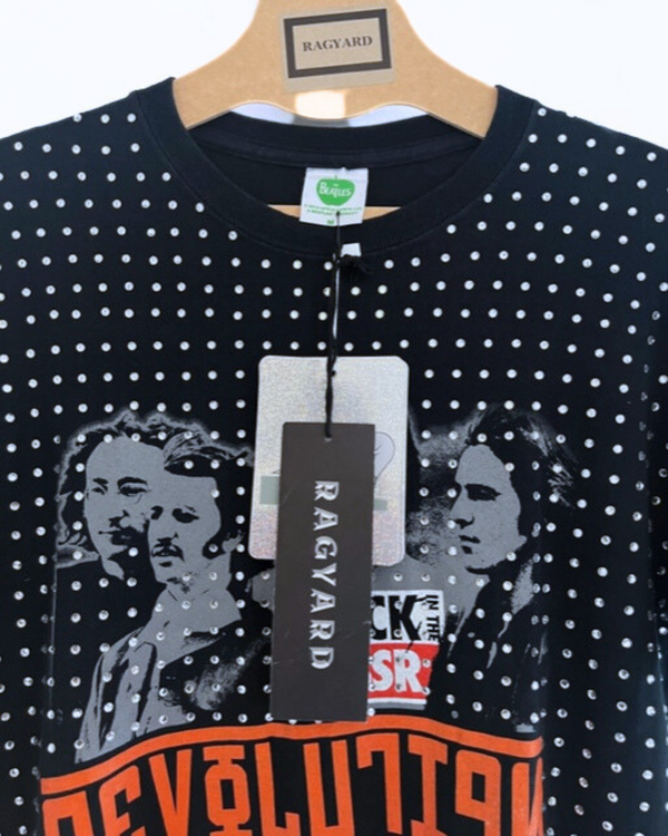 Ragyard Vintage Black BEATLES T-shirt With All Over Diamante Studs