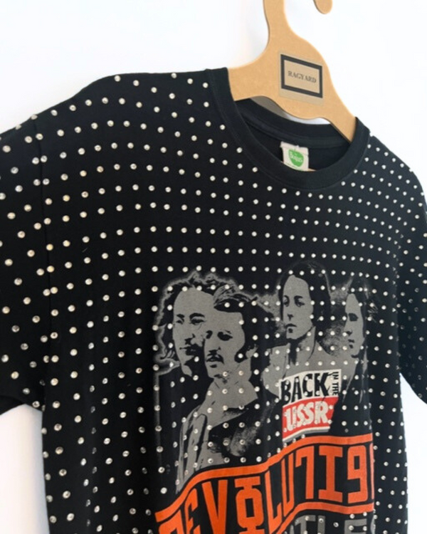 Ragyard Vintage Black BEATLES T-shirt With All Over Diamante Studs