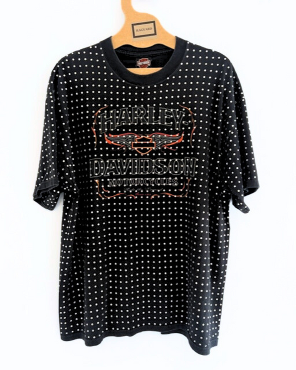 Ragyard Vintage Black HARLEY DAVIDSON T-shirt With All Over Diamante Studs