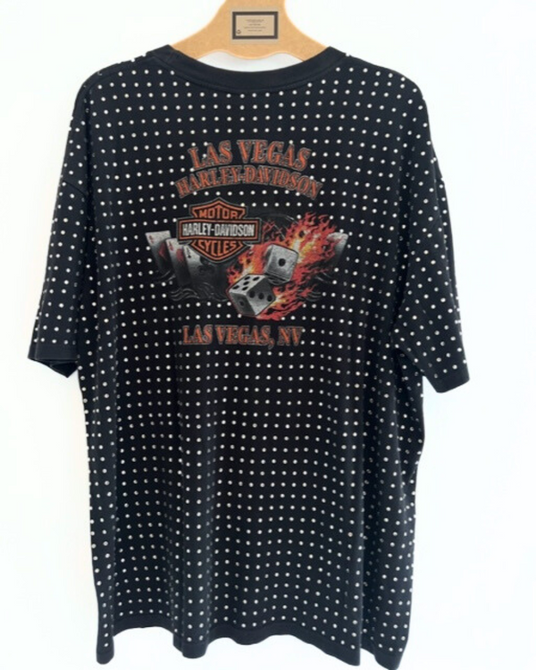 Ragyard Vintage Black HARLEY DAVIDSON T-shirt With All Over Diamante Studs