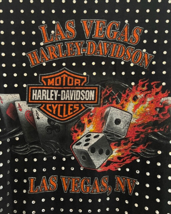 Ragyard Vintage Black HARLEY DAVIDSON T-shirt With All Over Diamante Studs