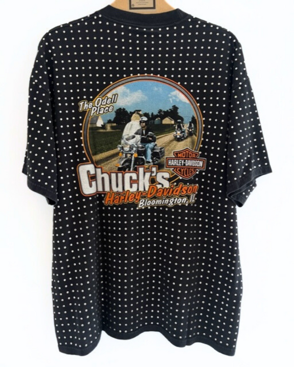 ragyard Vintage Black HARLEY DAVIDSON T-shirt with all over diamante studs