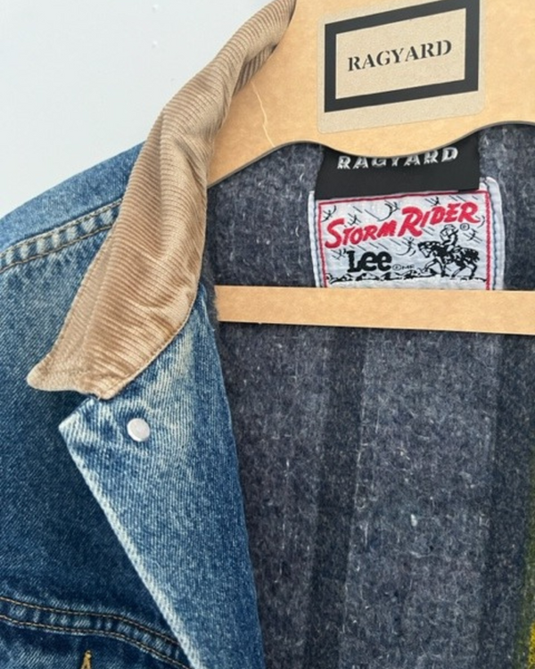 Ragyard Vintage LEE STORMRIDER Mid Wash Denim Jacket With Gold Chain Shoulder Embellishment