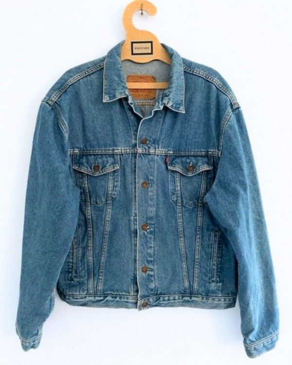 Ragyard Vintage LEVI 70's Blue Denim Jacket With Detachable Macrame Peacock Collar