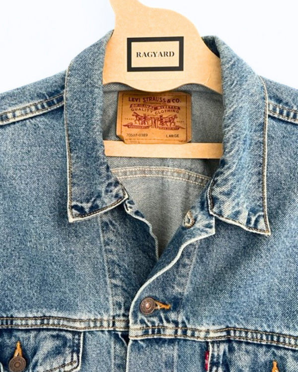 Ragyard Vintage LEVI Denim Jacket With Detachable Macrame Peacock Collar
