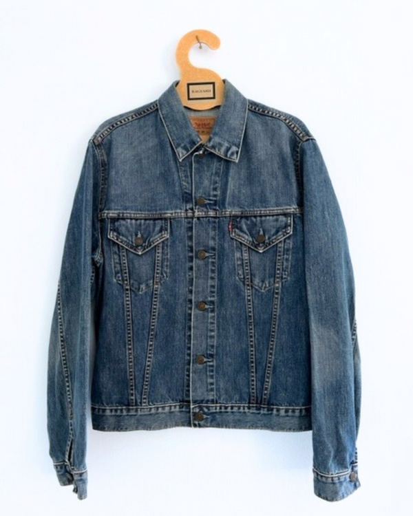 Ragyard Vintage LEVI Slim Fit Denim Jacket With Detachable Macrame Peacock Collar