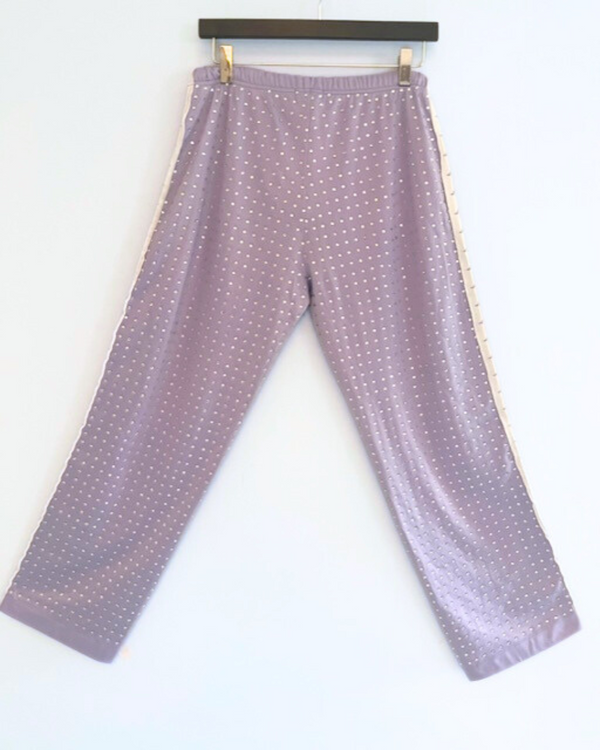 Ragyard Vintage Lilac / White Stripe KAPPA Tracksuit Pants With All Over Diamante Studs