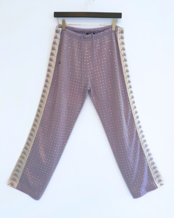 ragyard Vintage Lilac / White Stripe KAPPA Tracksuit pants with all over diamante studs