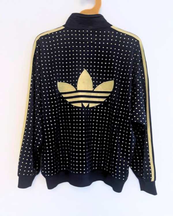 Ragyard Vintage Navy ADIDAS Track-top With All Over Diamante Studs