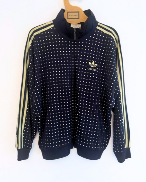 ragyard Vintage Navy ADIDAS Track-top with all over diamante studs
