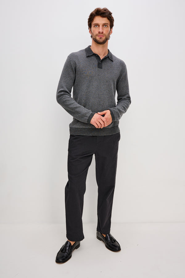 Rails Herrington Sweater Charcoal Herringbone Melange