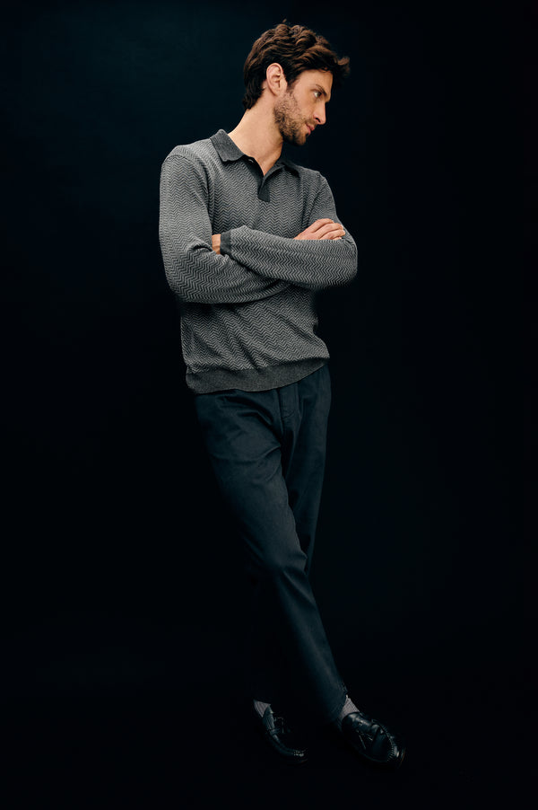 Rails Herrington Sweater Charcoal Herringbone Melange