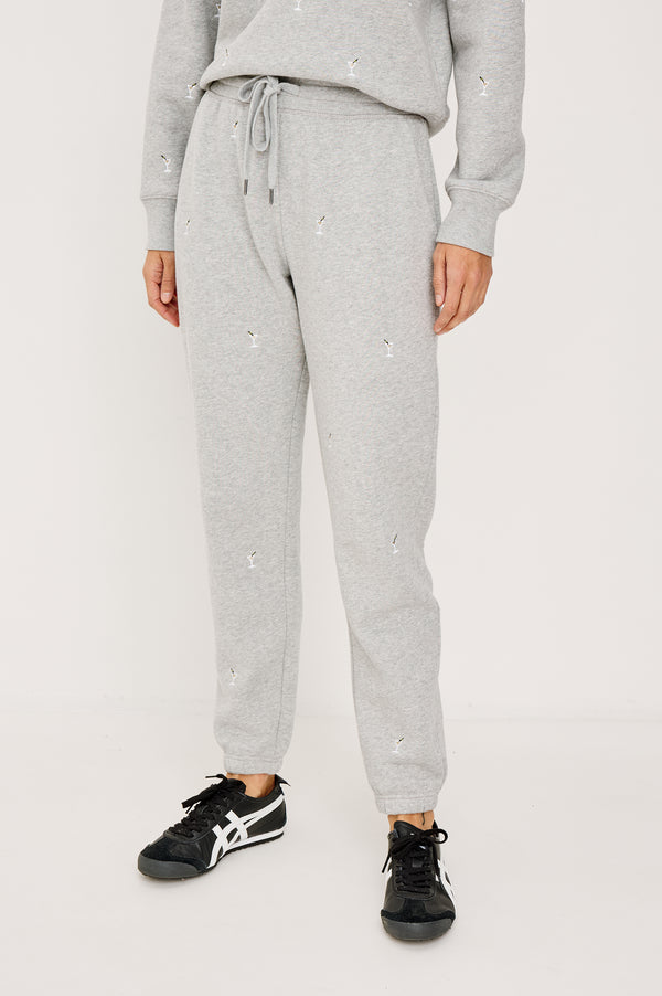 Rails Kingston Sweatpant Heather Grey Martini Embroidery