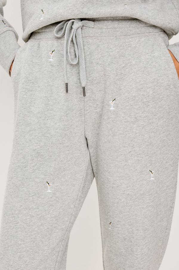Rails Kingston Sweatpant Heather Grey Martini Embroidery
