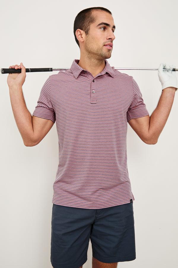 Rails Merced Golf Polo Shirt Hibiscus Mirage Stripe