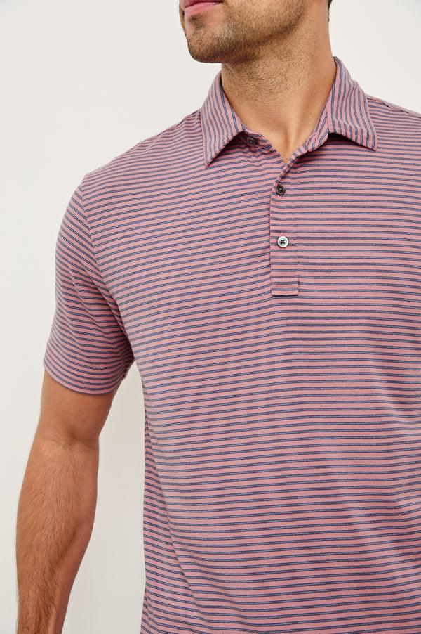 rails Merced golf polo shirt Hibiscus Mirage Stripe