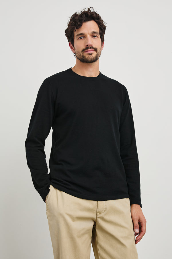 Rails Quentin Cotton Cashmere Long Sleeve Tee Black