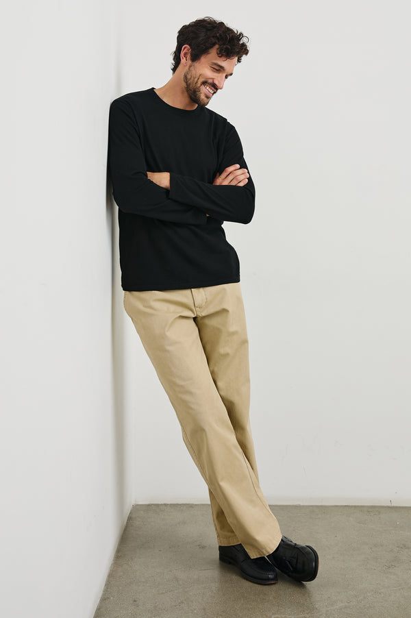 Rails Quentin Cotton Cashmere Long Sleeve Tee Black