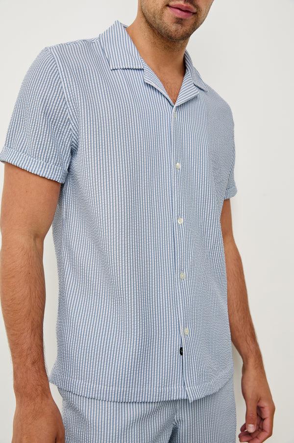 rails Amalfi shirt Blue White Seersucker