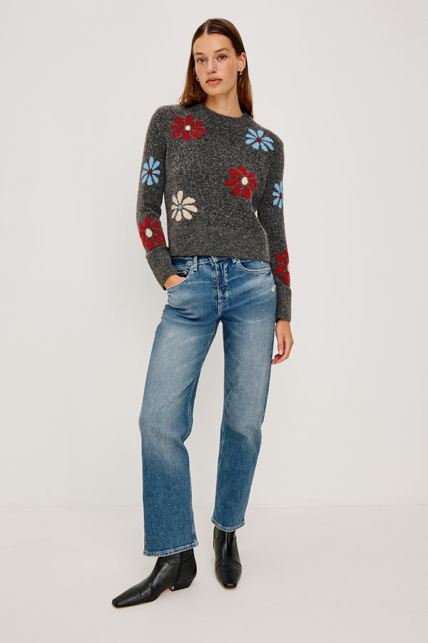 Rails Anise Sweater Charcoal Winter Floral