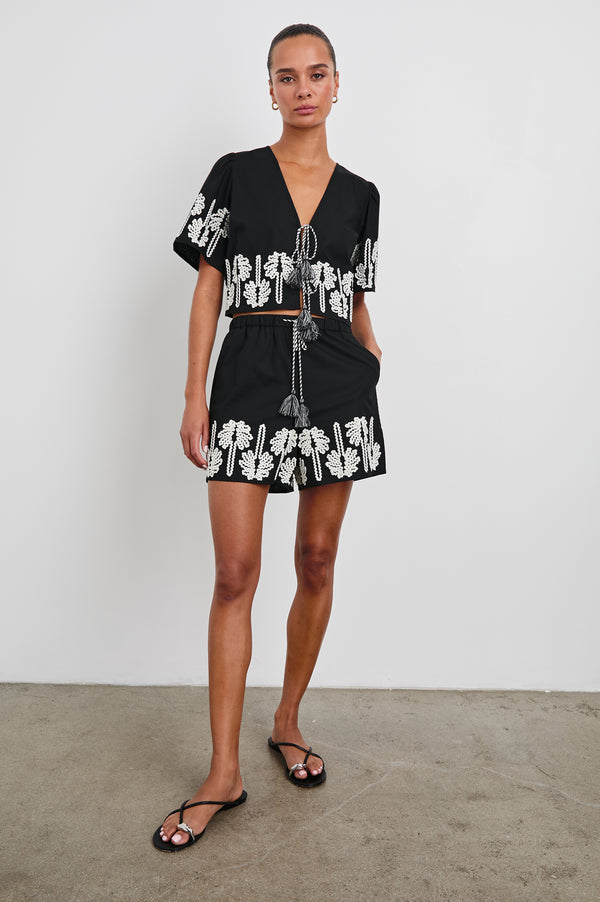 Rails Armanda Short Black Ivory Palm Trees