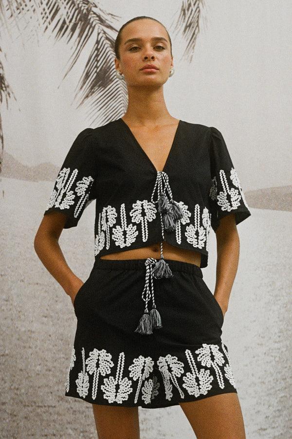 rails Armanda short Black Ivory Palm Trees