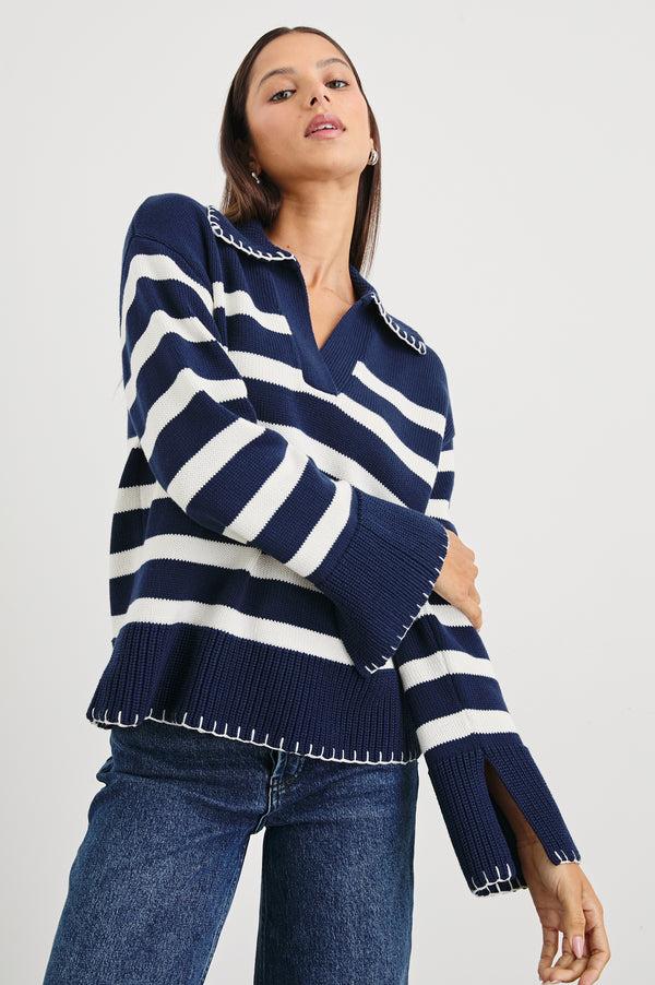 Rails Athena Sweater Navy Ivory Stripe